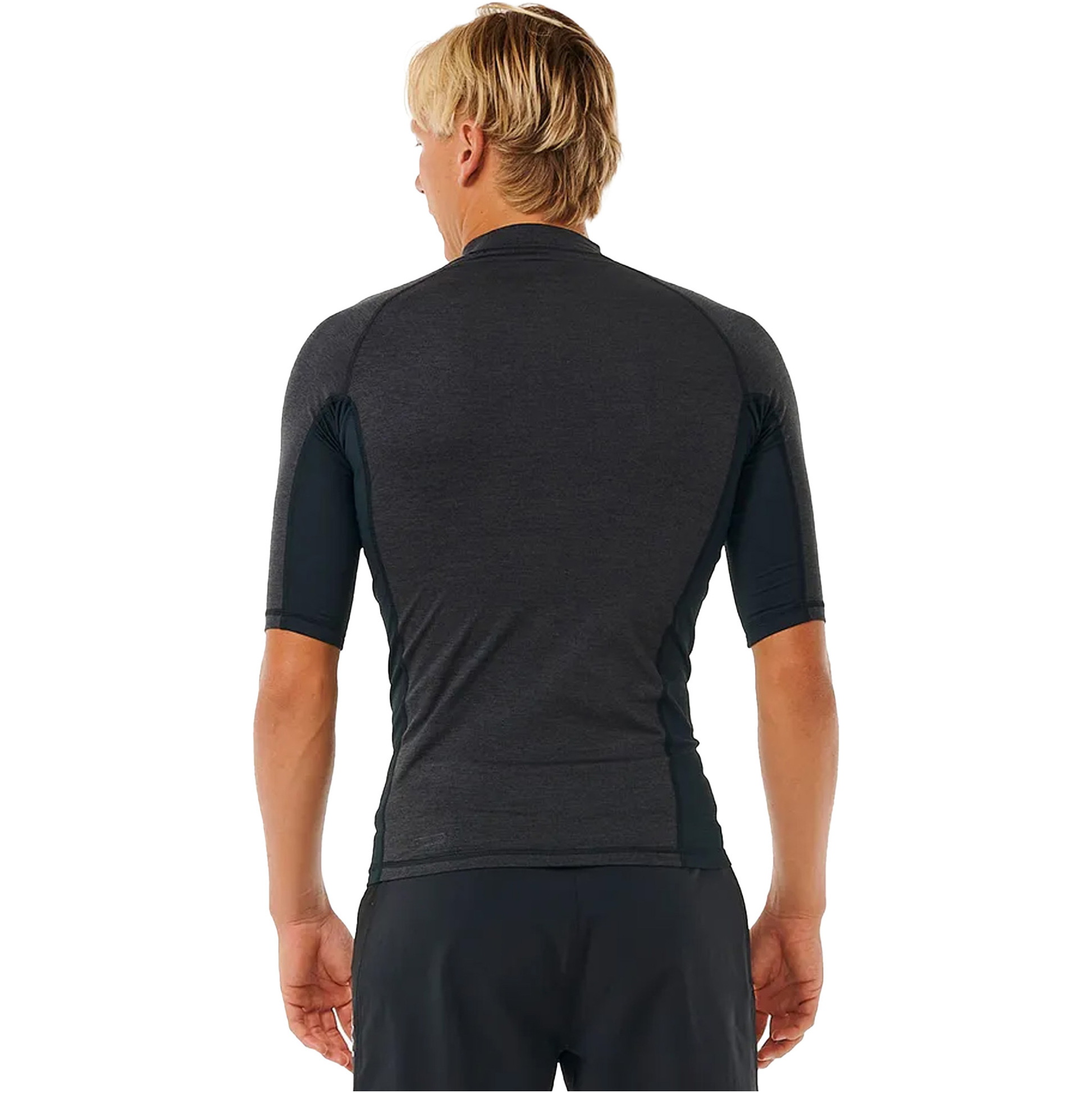 2025 Rip Curl Mens Dawn Patrol Performance UPF Short Sleeve Rash Vest 14BMRV - Black Marled